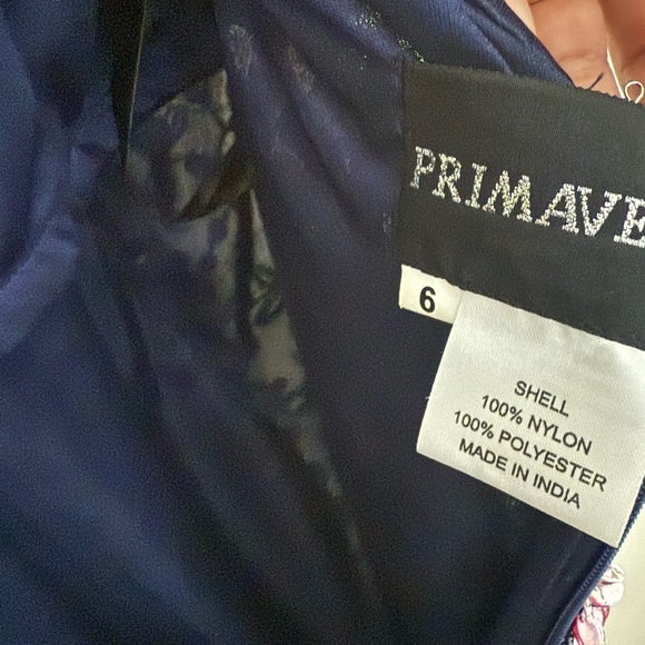 Primavera Couture Floral Embroidered Mini Dress - navy and Pink - Picture 4 of 14